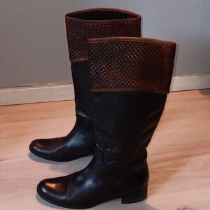 Italian made black leather tall boots